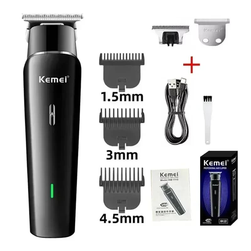 Kemei KM-1115 Tagliacapelli con ricarica USB veloce Tagliacapelli ricaricabile Tagliacapelli professionale a basso rumore senza fili da uomo