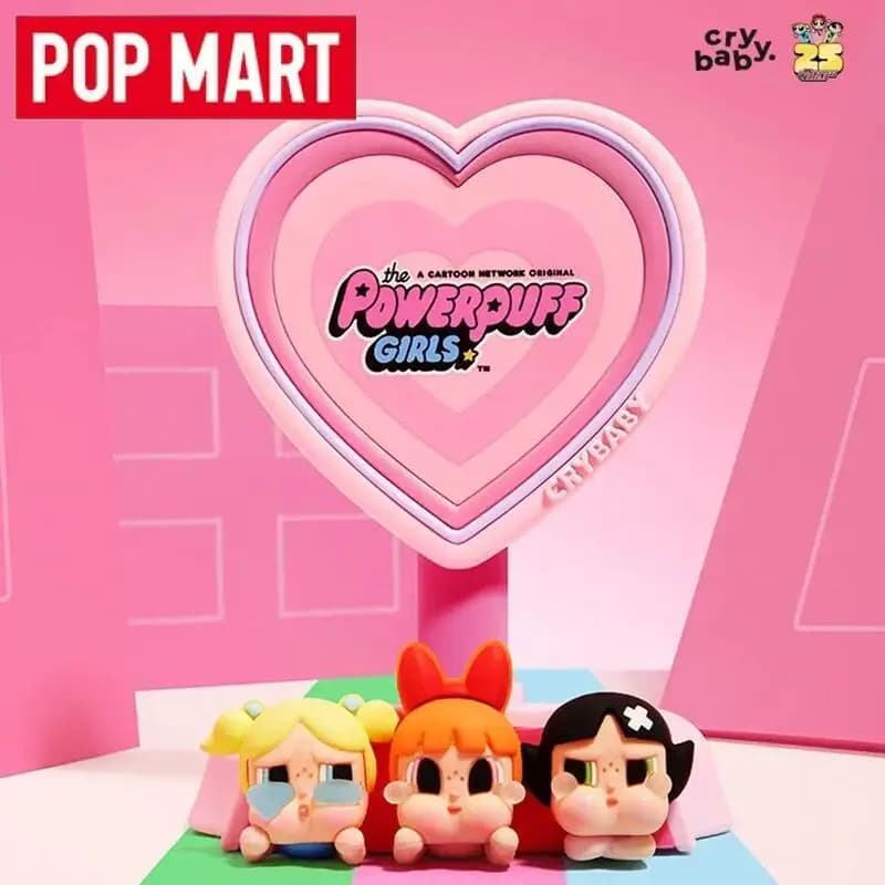 POP MART Crybaby X The Powerpuff Girls Series Supporto per telefono cellulare Specchio Trend Around Blind Box Anime Action Figure Toy Ornament