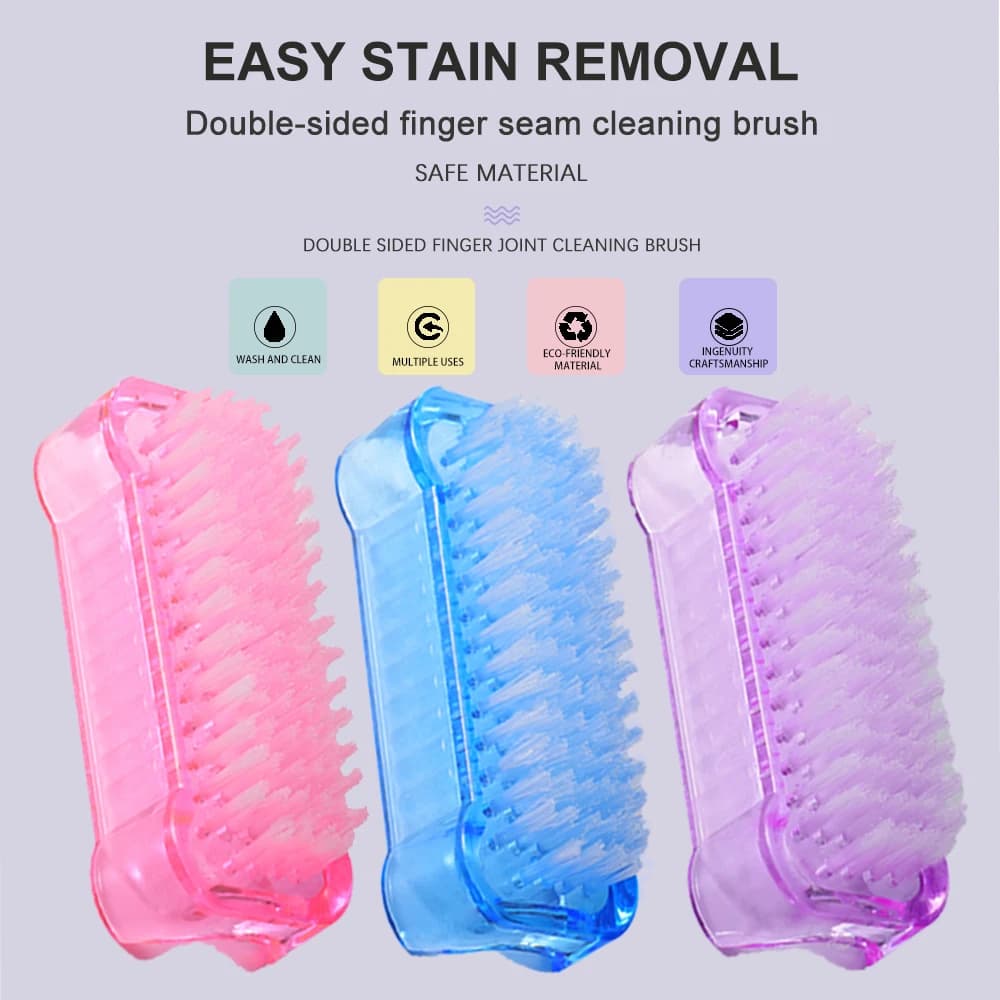 3/6 pezzi spazzola per pulizia unghie fronte-retro per unghie smalto gel polvere acrilica spazzola per pulizia polvere manicure spazzole rosa strumenti