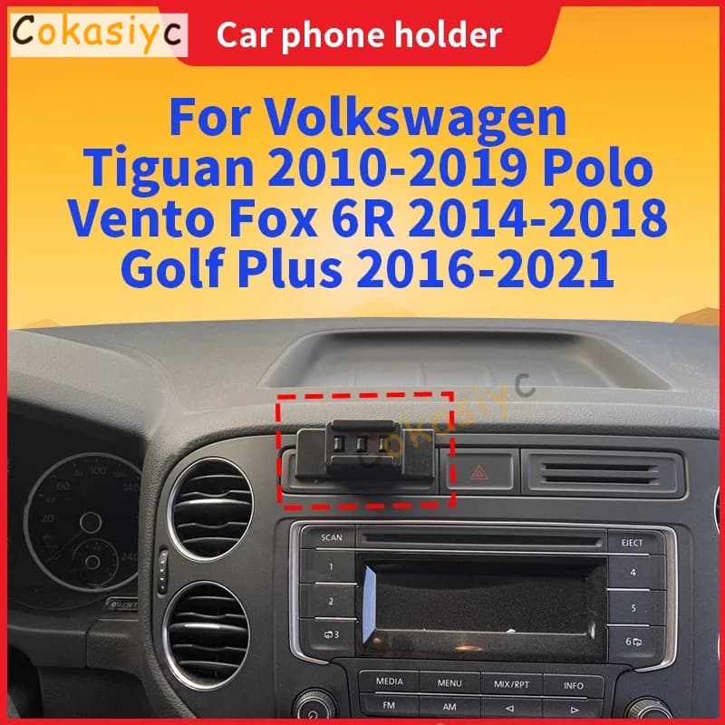 Car Phone Holder For VW Tiguan 2010-2019 Golf PLUS 2016-2021 Mobile Phone Mount Wireless Charging Special Fixed Base Accessories