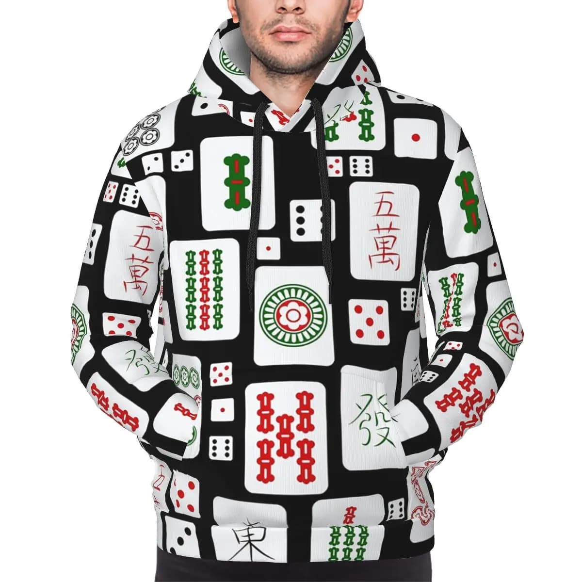 Mahjong Tiles Game Dice Felpe con cappuccio Harajuku Pullover Autunno Inverno Felpa da donna da uomo Top a maniche lunghe