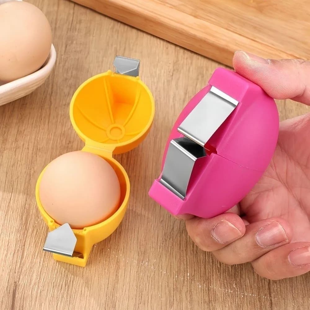 New Handheld Raw Egg Shell Opener Stainless Steel PP Egg Opener Tool Creative Egg Separator Tool for Raw Eggs