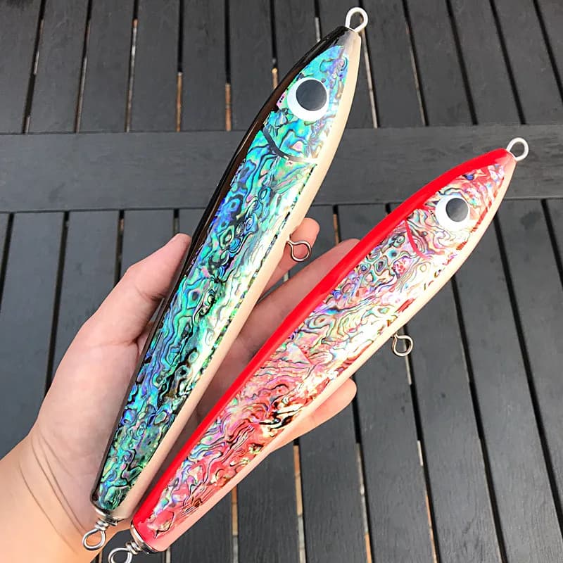 90g 120g 140g Hard Abalone Shell Stick Bait Saltwater Topwater Wood Pencil Fish Lures Wooden Lure