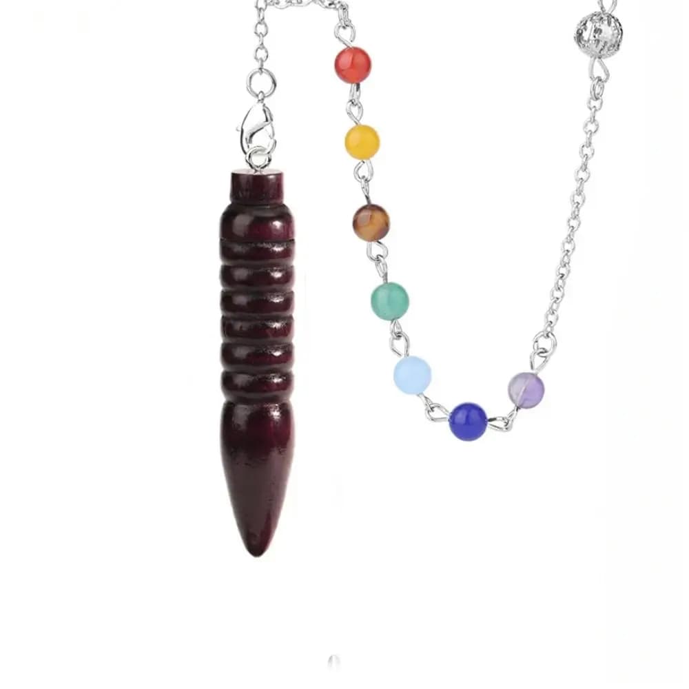 Nuovo design in legno di legno naturale pendolo amuleto rabdomanzia cono rotondo modello con catena di guarigione Reiki spirituale pendolo