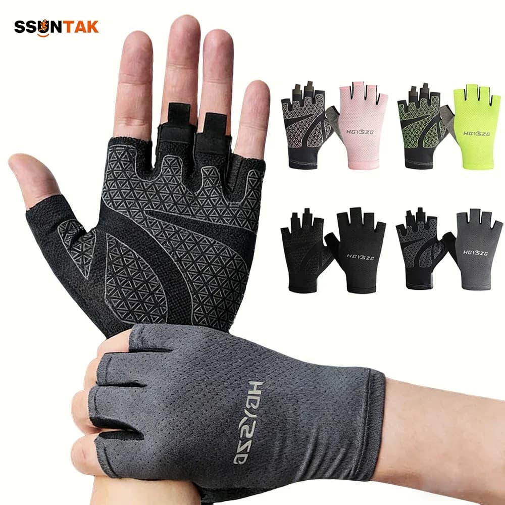Men's Professional Cycling Gloves Lightweight Half Fingers Breathable Fingers for Women's Fitness Gym Fishing Hiking Sports
