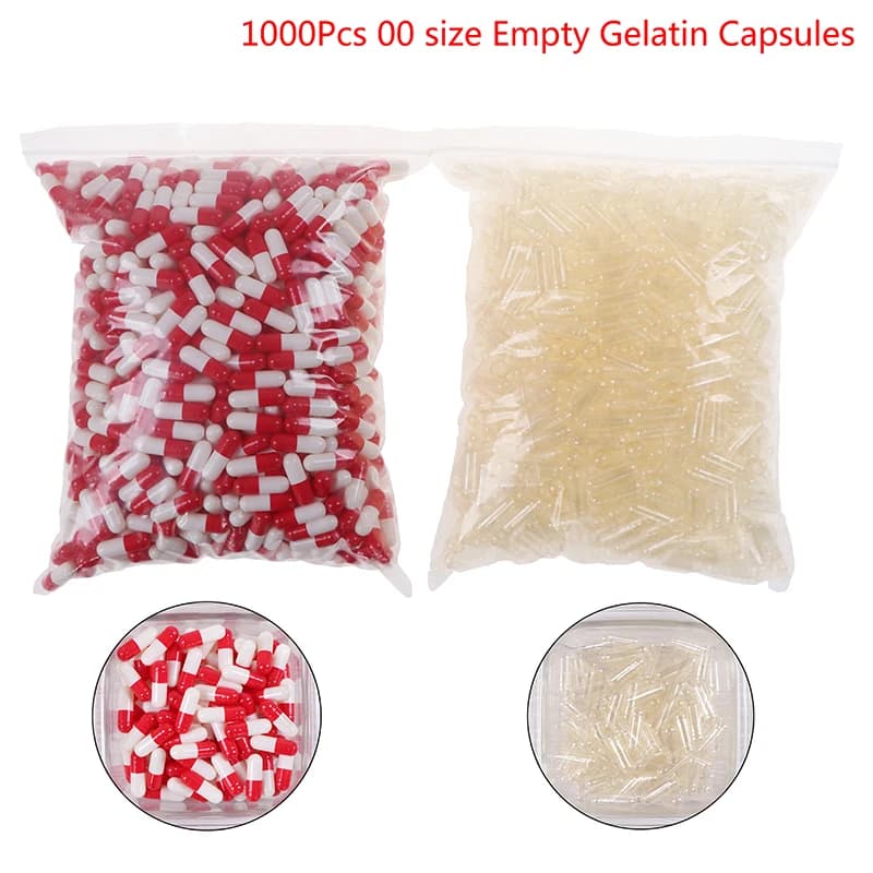 1000 empty capsules of hard jelly, size 00 # Medicine Gel pills Vitaminico stressDD329
