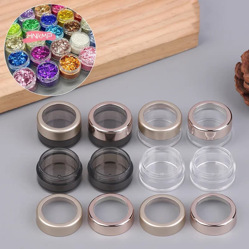 5 g transparent plastic bottle with glitter, cosmetic box for dust shadows, nail gels, sequins, manicure organizer, separate case