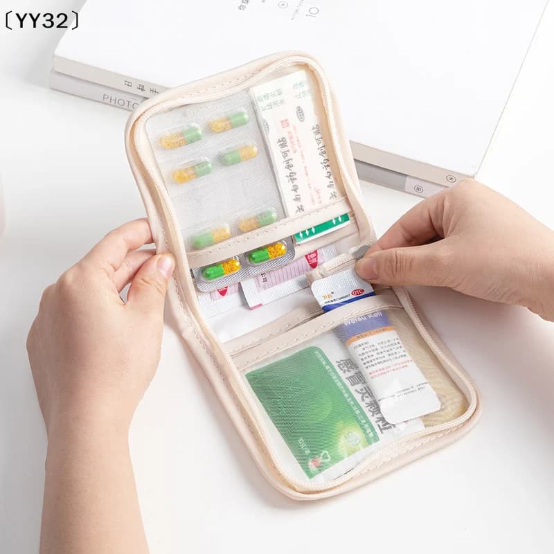 Mini Pouch Portable Foldable Large Opening With Zip Sort First Aid Kit Outdoor Travel Essential Storage Bag〔YY32〕