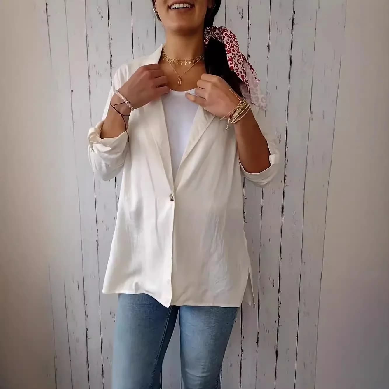 Blazer Casual in Cotone e Lino con Risvolto e Bottone Singolo, Collezione Autunno Inverno 2026, per Stazioni Indipendenti e Commercio Transfrontaliero Amazon