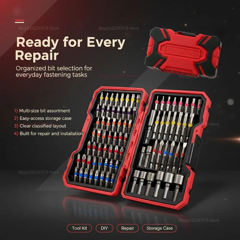 Set di punte per cacciavite da 83 pezzi, punte per trapano a percussione, sicure e portatili, dotate di antiscivolo magnetico, scatola per accessori per utensili elettrici.