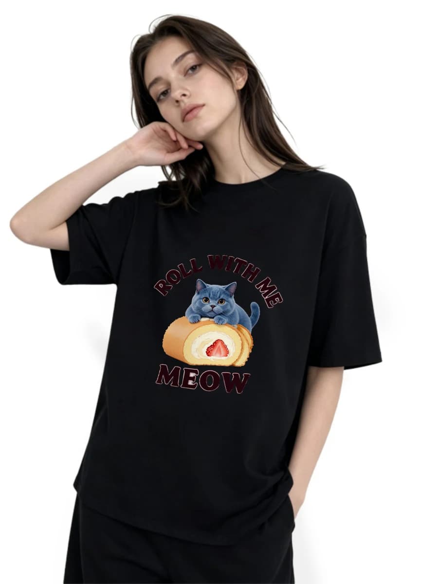 Funny T Shirts Woman Oversized Cotton Graphic Tee Y2K Streetwear Casual Daily Wear Urban Fashion Trendy Modern Comfortable Thick