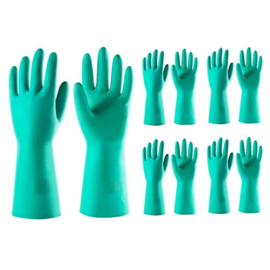 5 paia di guanti in nitrile resistenti agli agenti chimici, 15mil, 13 pollici, guanti resistenti riutilizzabili senza lattice, protezione da acidi, alcali e oli