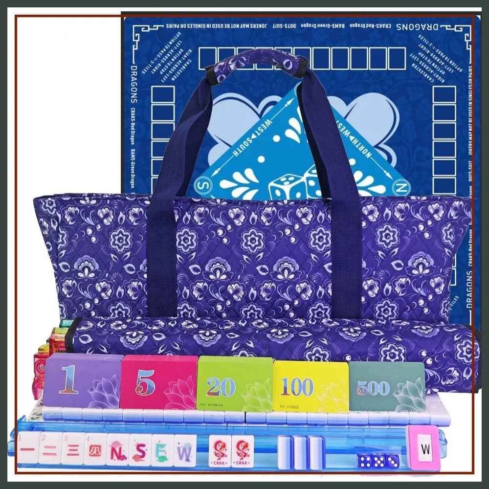 Set Mahjong da 160 Tessere con Tessere in Acrilico, Borsa Portatile, Accessori Completi per il Gioco