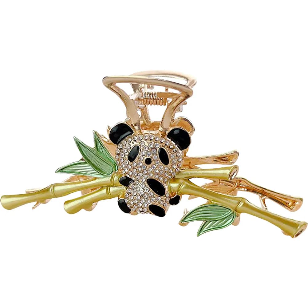Fermaglio per capelli a forma di panda da donna, in metallo, con strass, accessorio elegante per capelli, per tutti i giorni, feste, viaggi, abbinabile a tutto