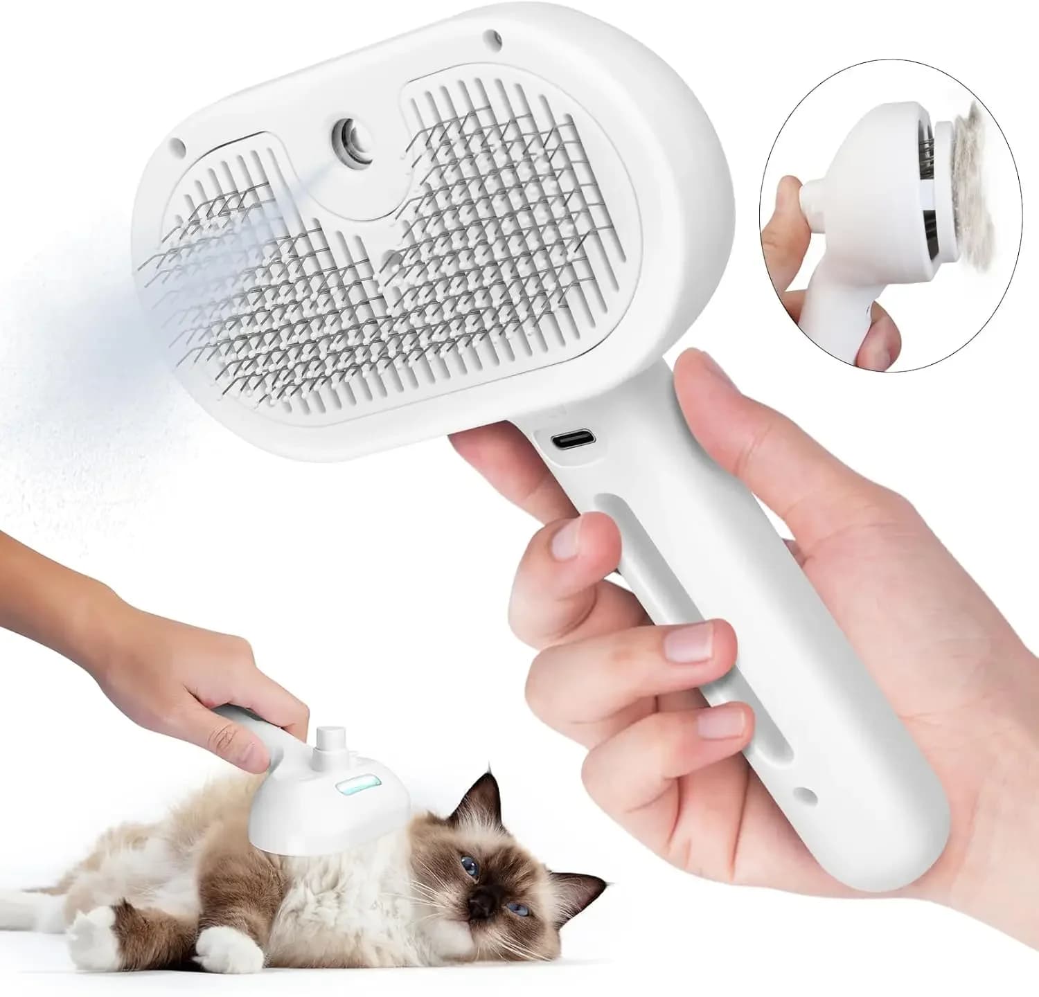Pettine per toelettatura spray per animali domestici Rimuovi pelucchi galleggianti Capelli Acqua Vapore Styling per cani Accessori per gatti
