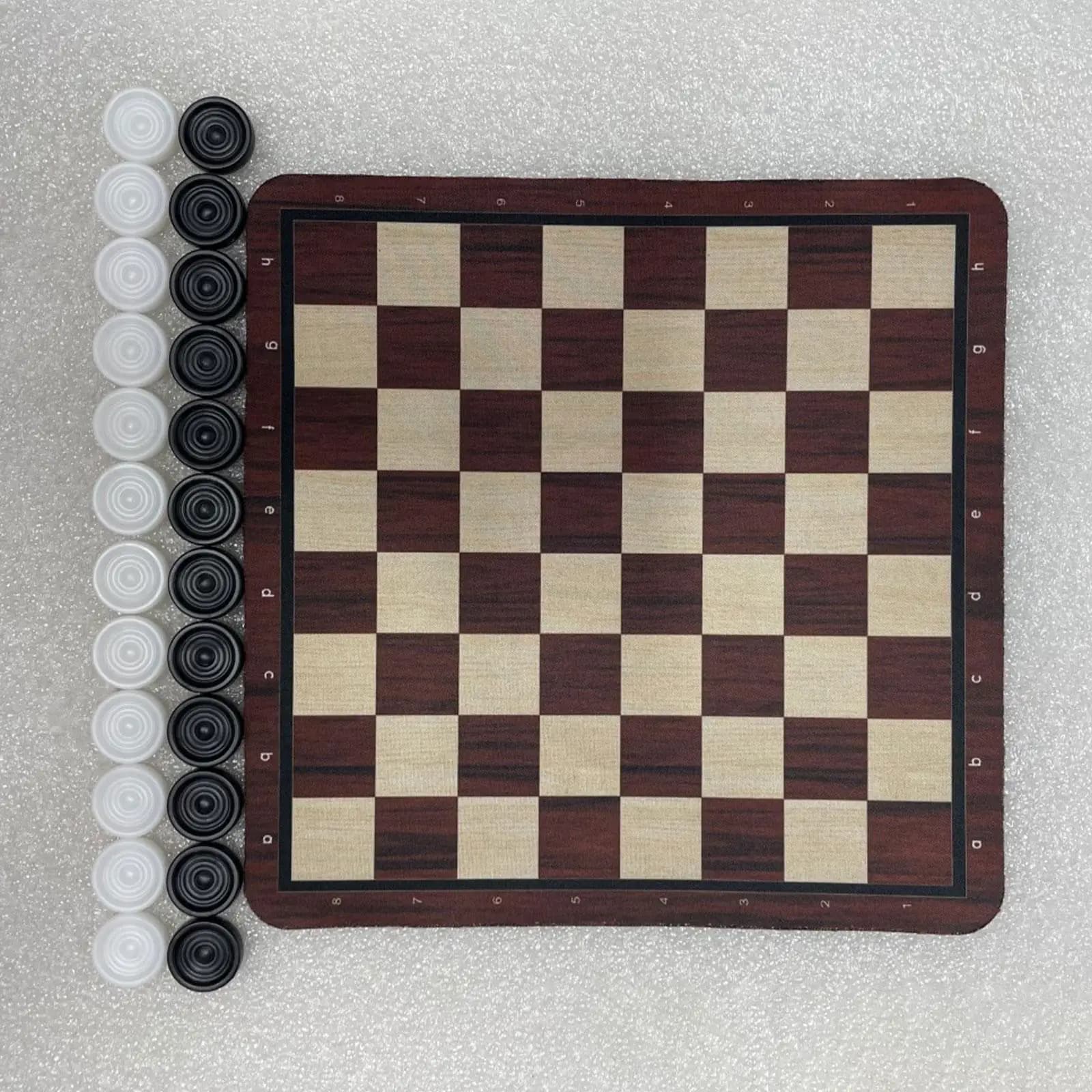 Elegant Rubber Plastic Chess Set Full Board Checkers Game for Home Family Gatherings and Kids