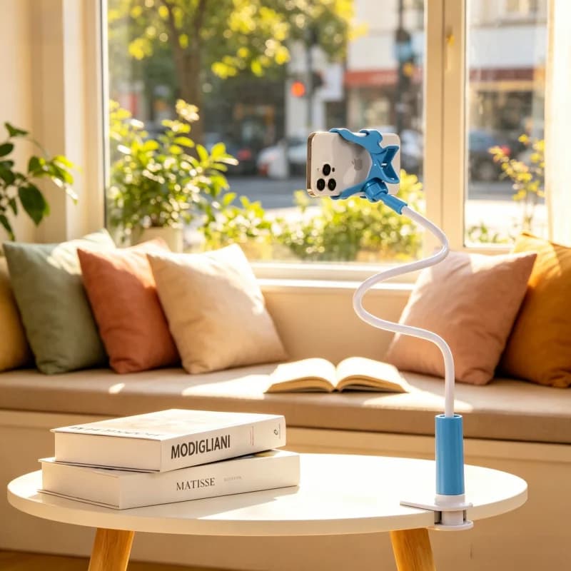 Supporto Flessibile per Smartphone, Facile Installazione con Morsetto, Supporto per Interni Ampiamente Utilizzato per Riproduzione Video e Chiamate Online
