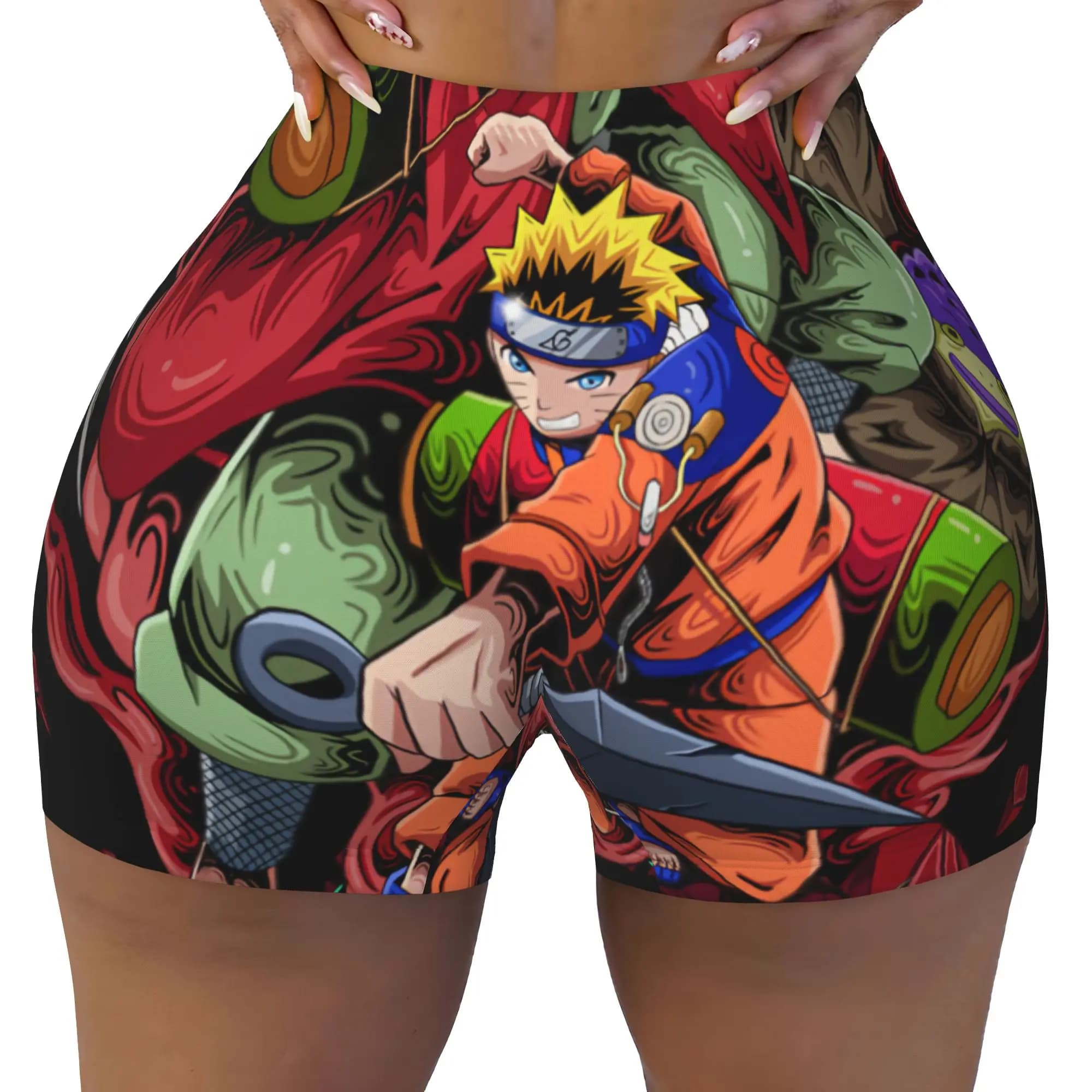 N-Naruto Toad Sage Anime Running Volleyball Gym Shorts Women Athletic Workout Yoga Shorts