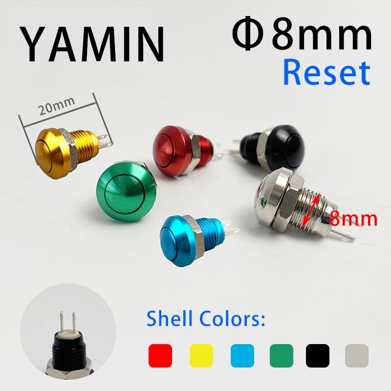 10 pz 8mm Reset Momentaneo Interruttore di Pulsante In Metallo Impermeabile IP65 Auto Motore PC Power Start Avviamento Corno Campanello Campanello