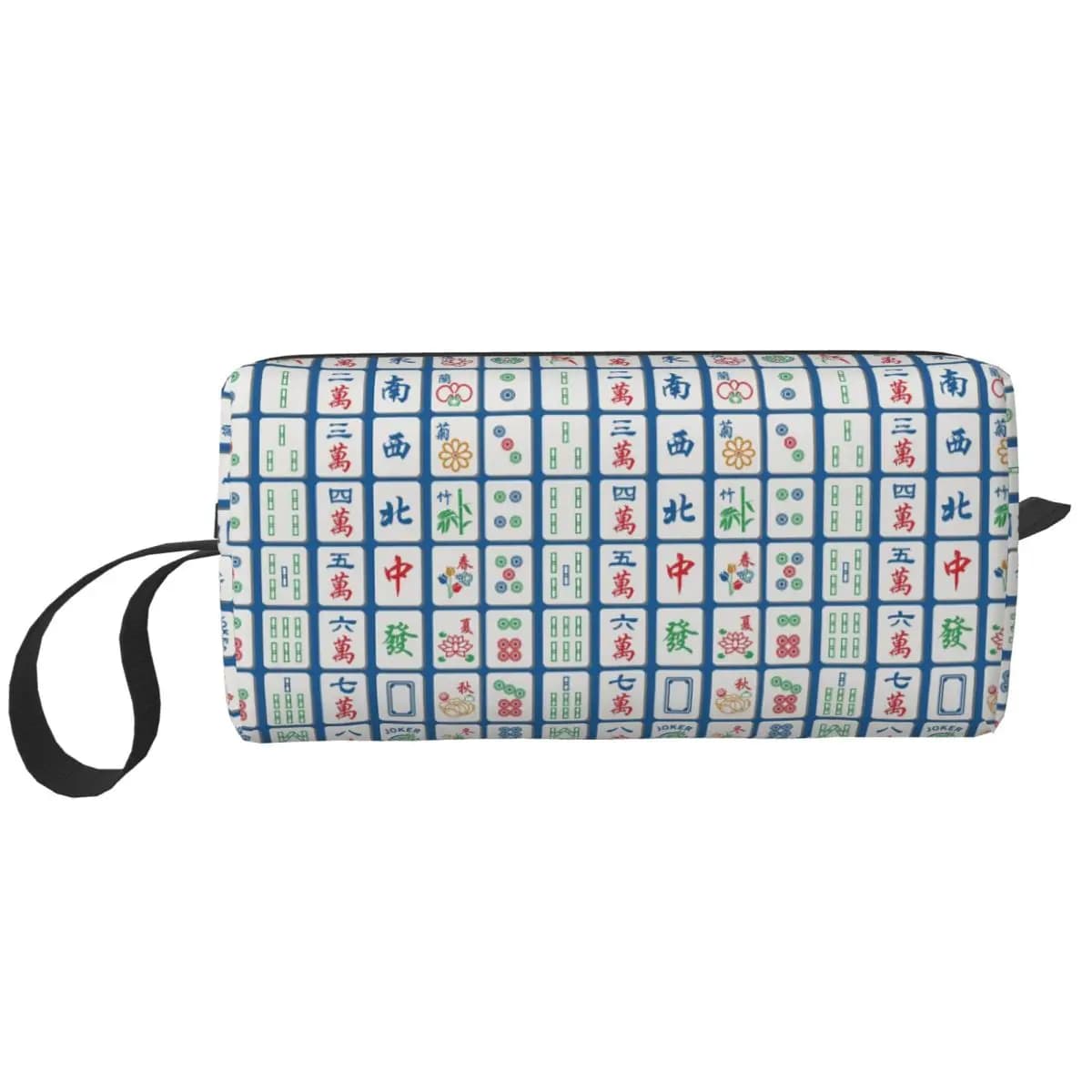 Mattonelle Mahjong su astuccio blu per studenti, regali, scatola per penne, borsa per matite, articoli di cancelleria, astuccio da viaggio per donna