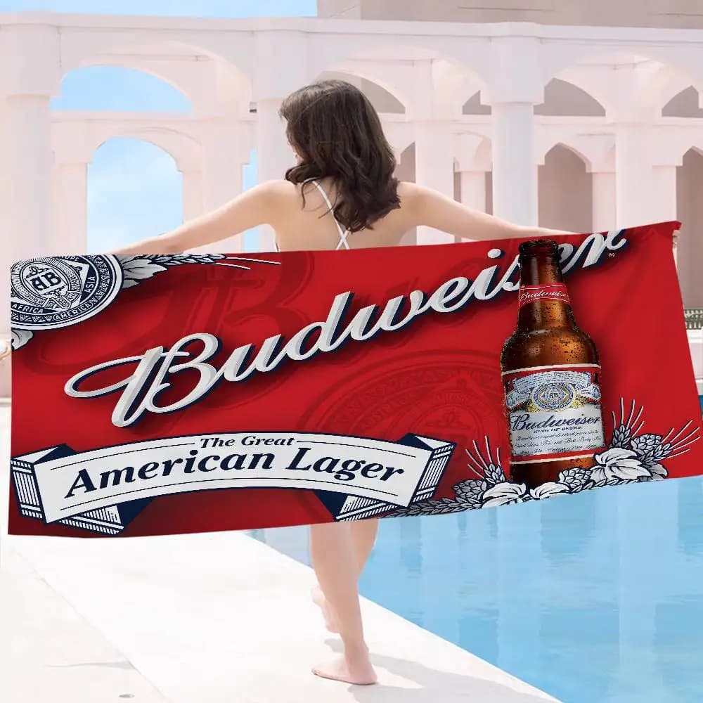 Asciugamano da spiaggia B-BudweiserS Beer Anime, morbido e assorbente, regalo per bambini, per viaggi, campeggio, palestra