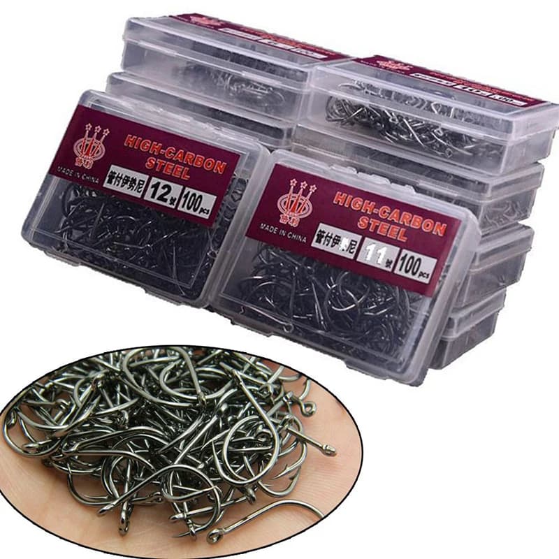 1 Box High Carbon Steel Circle Fishing Hooks Freshwater Fishhook Hole Strong Carp Fish Tackle High Quality