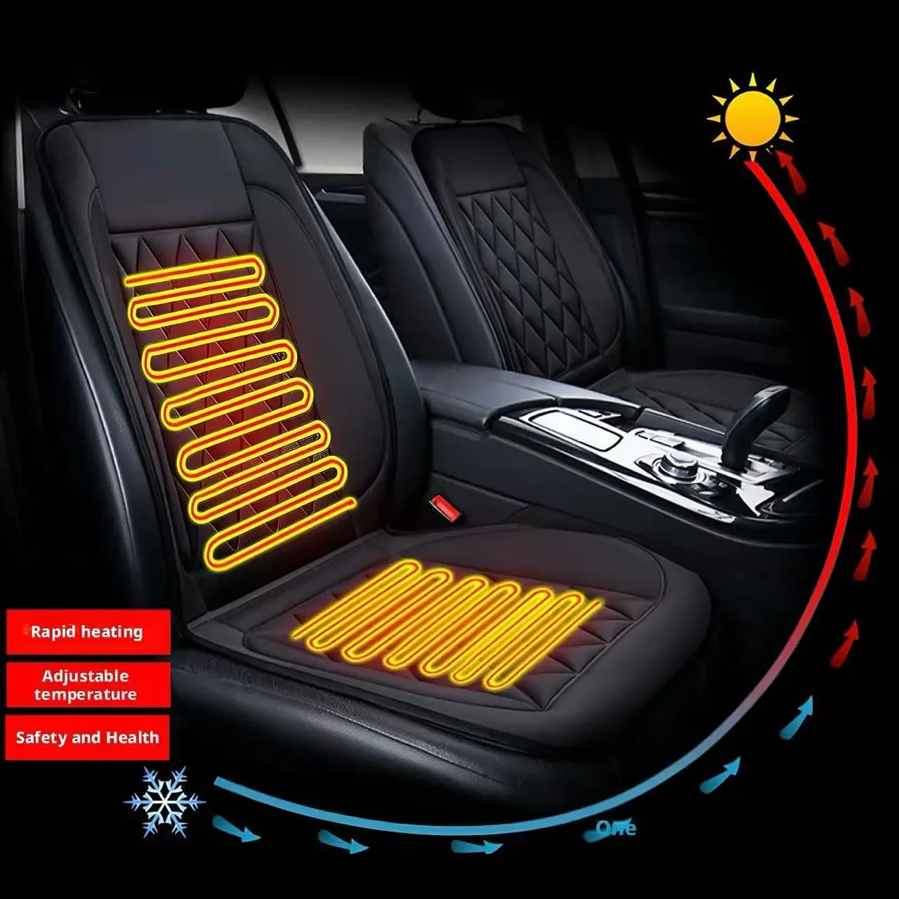 12V Intelligent Heated Car Seat Bearing for Winter Quick Heating Constant Temperature Breathable Comfortable Single Seat Double Options