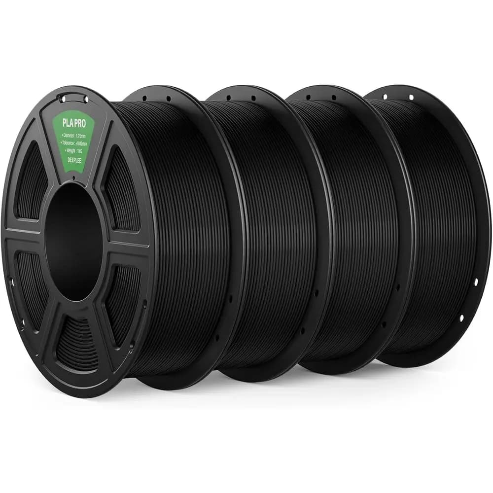 PLA Filament from 1.75 mm, Improved Resistance, High Dimensional Accuracy, Ordinary Wrap, Ideal for 3D Printing, Pack of 4, Black