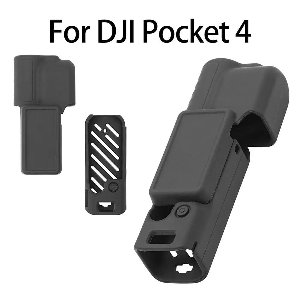 Custodia Protettiva in Silicone Morbido Antiurto Impermeabile per DJI Pocket 4, Guscio Protettivo Portatile Anti-caduta per Fotocamera e Lente