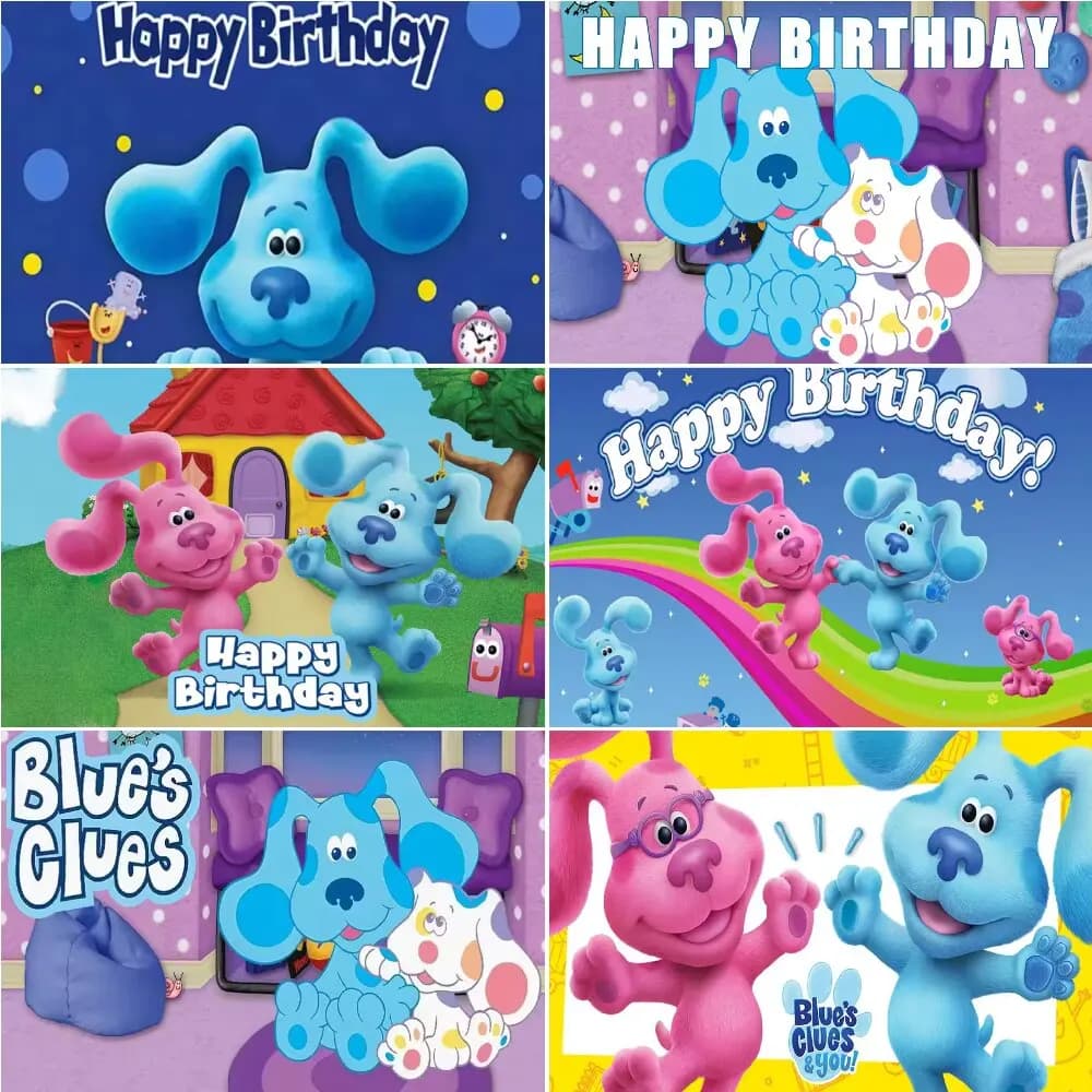 Sfondo a Tema Cane Blue-Clues, Decorazione per Feste di Compleanno, Accessori per Foto Baby Shower, Regalo per Bambini