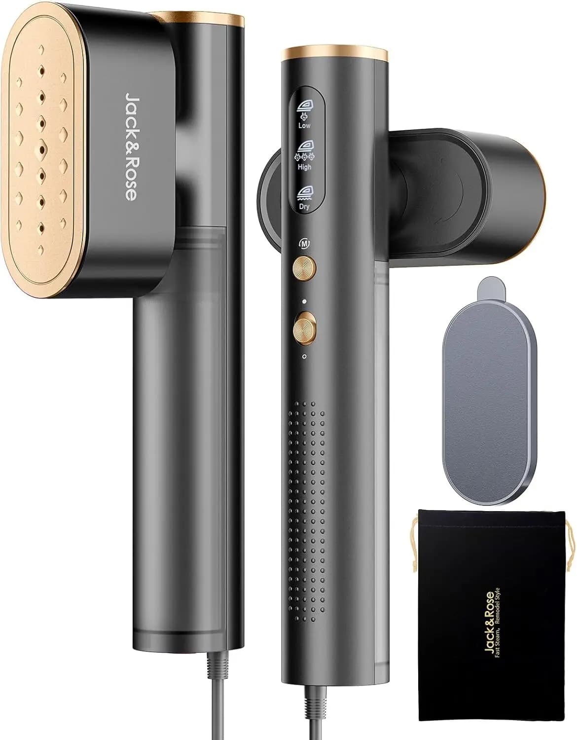 Ferro da Stiro a Vapore da Viaggio, 100-220V, Portatile, Riscaldamento in 15s, 2 in 1: Vaporizzatore e Ferro da Stiro, Ampio Pannello Riscaldante in Ceramica