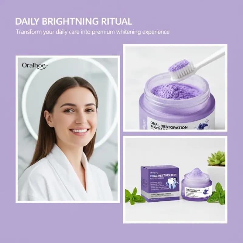 Purple Powder for the Cleansing of the Tooths, Refreshing for the High, Delicate Solution for the Care of the Genghives and Whitening, for Family Daily Use