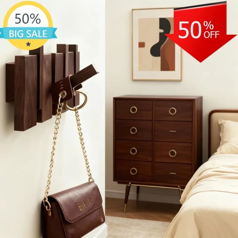 Wall Hanger in Wood, Clothes Organizer, Piano Keyboards, Mesh Holder for Hats and Backpacks, Organizer for Strips