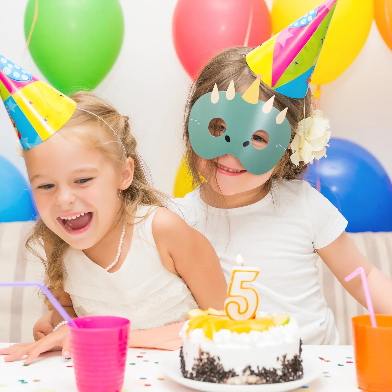 8 Maschere Animali per Compleanno, Maschere per Occhi Leggere in Poliestere, Maschere Divertenti per Feste a Tema Giungla, Gadget per Feste