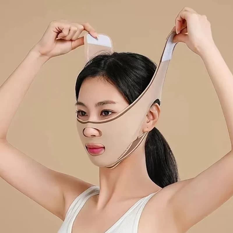 V-shaped chin and cheek lifting mask Polyester elastic band for face to slim down wrinkle reduction and night use