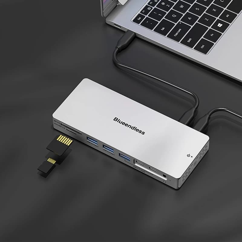 Blueendless Tipo C Docking Station 14 in 1 con 4K 60Hz HDTV 10Gbps USB 3.2 Hub SD/TF Audio da 3,5 mm per laptop Tablet Dock Hub