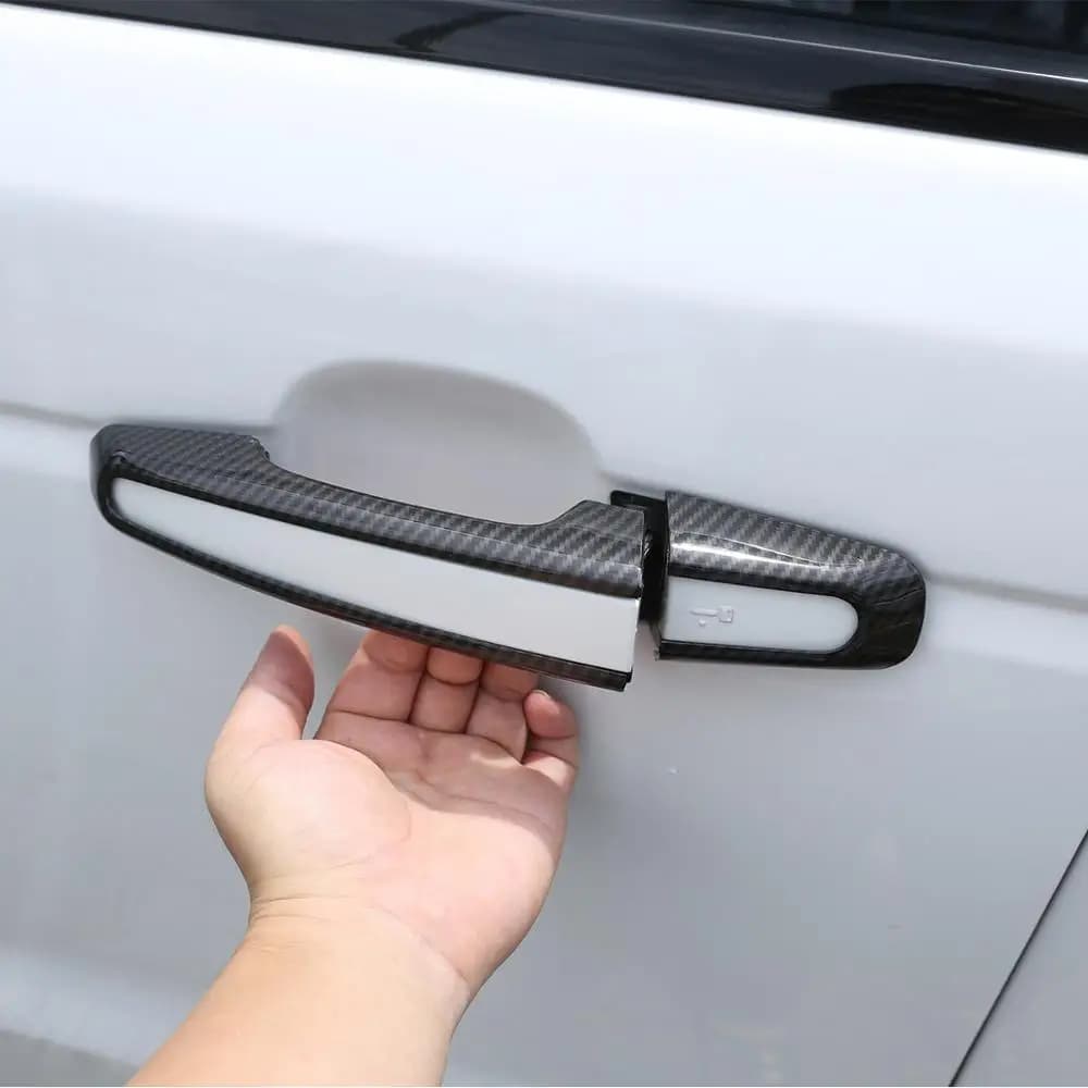 Per Jaguar XF XE F-Pace ABS Nero/Fibra di Carbonio Maniglia Della Porta Dell'automobile Copertura Trim Adesivo Accessori Auto