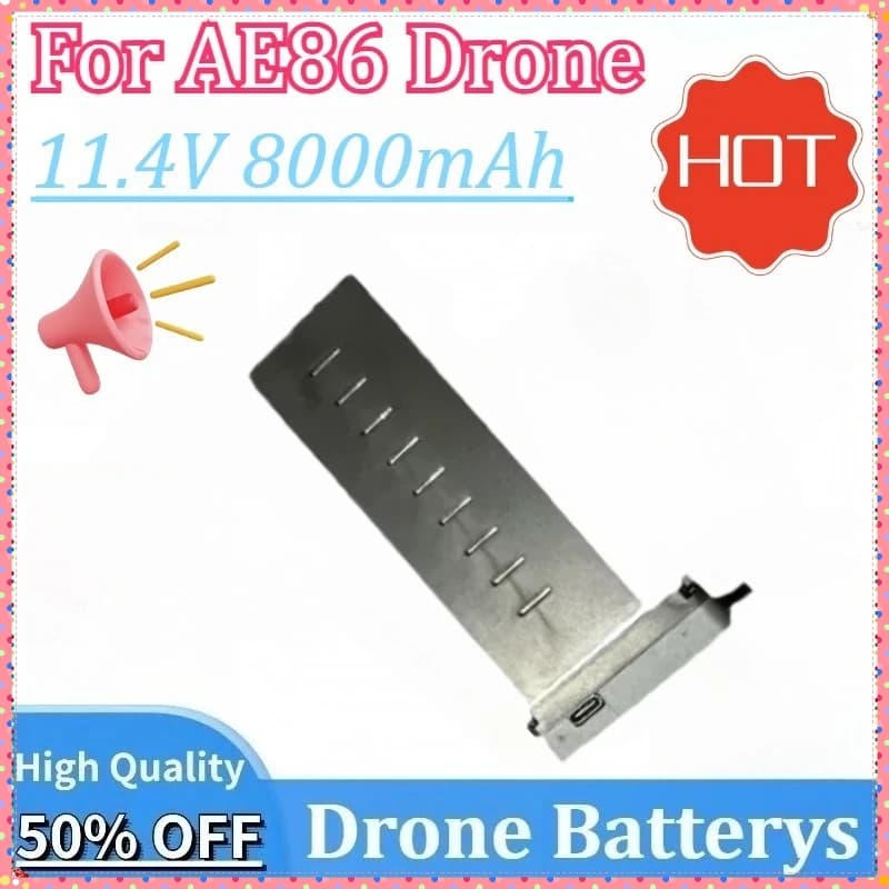 Batterie di ricambio per drone recentemente aggiornate da 11,4 V 8000 mAh per accessori per pezzi di ricambio in fibra di carbonio AE86 PRO MAX GPS RC Drone
