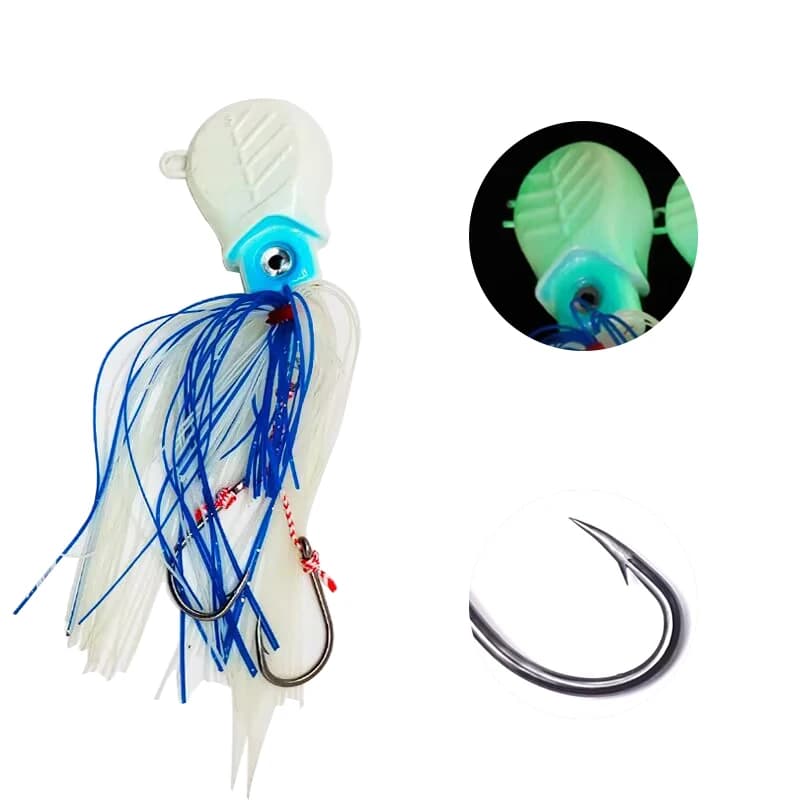 1pc 40g60g120g Glow Testa di Rame Polpo Calamari Gonna Esca Con Gancio Traina Richiamo Grande Gioco Trascina Richiamo di Pesca