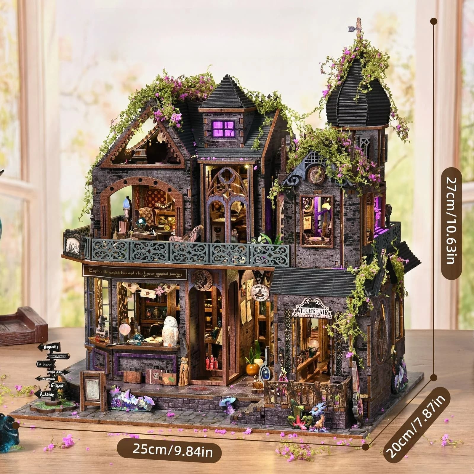 Kit Modello Casa in Legno Fai-da-Te Castello Magico, Puzzle 3D Fatto a Mano, Decorazione e Regalo Educativo per Bambini dai 4 Anni in Su