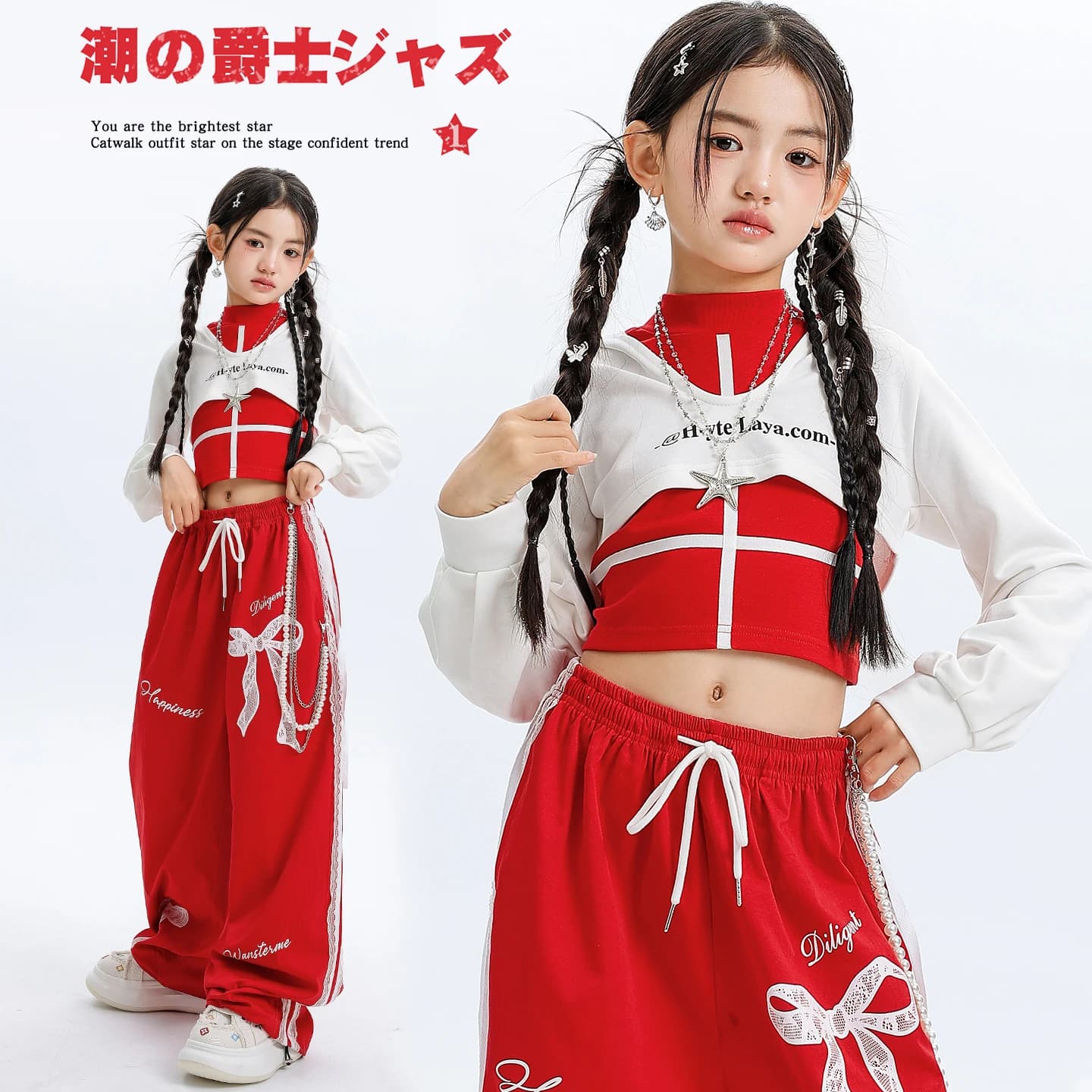 Abbigliamento Hip Hop per Ragazze, Felpe Corte, Pantaloni Cargo, Costume da Danza di Strada per Bambini, Set di Abbigliamento K-pop Streetwear Jazz per Gruppi Femminili
