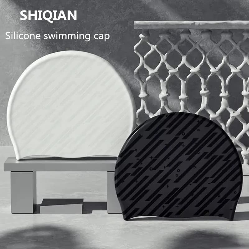SHIQIAN Summer and winter silicone swimming cap, waterproof, high elasticity, durable, men's beach indoor swimming cap