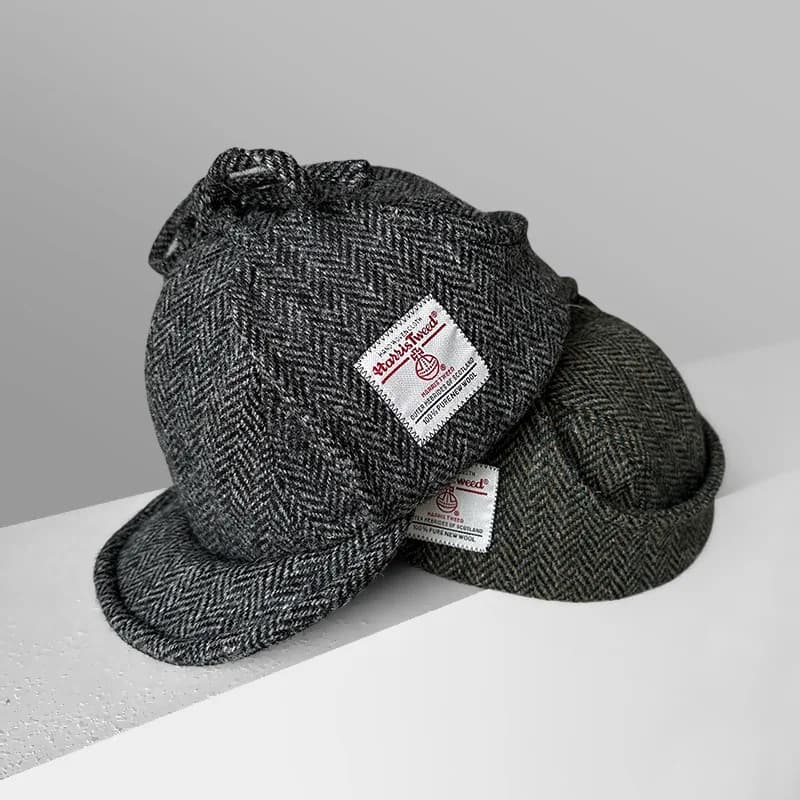 Plaid Retro Lei Feng Hat, Wool Warm Earflap Aviator Cap, Windproof Outdoor Cold Protection Headwear