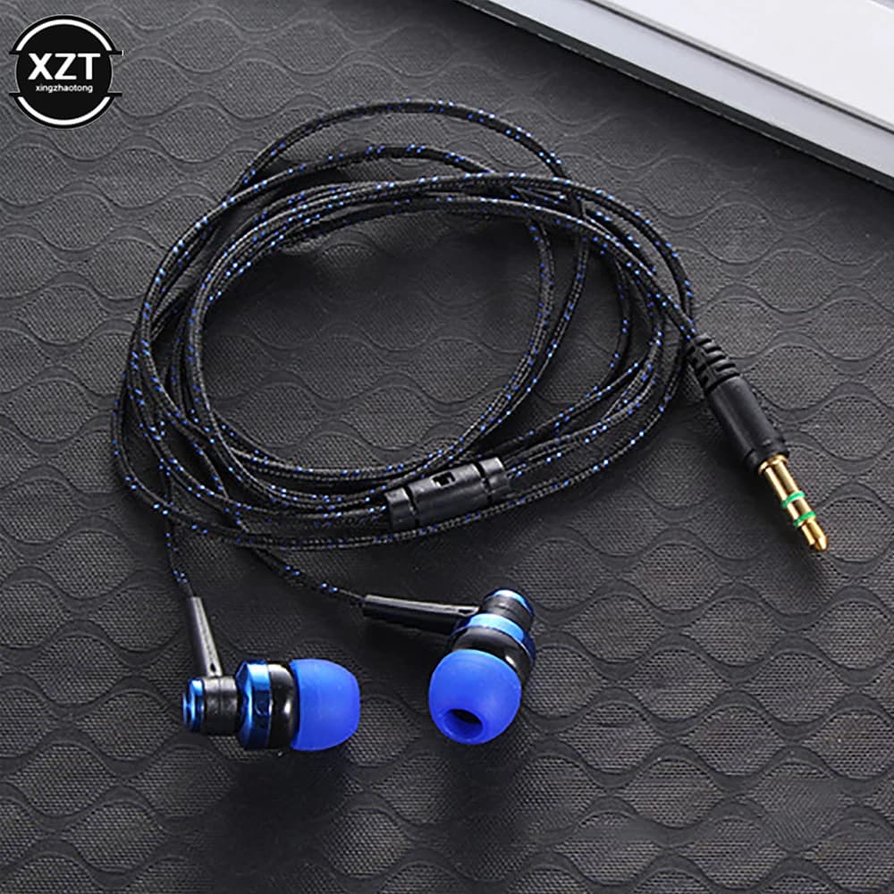 New 1pc headset Stereo In-Ear 3.5mm Nylon Weave Cable earphone for Laptop Smartphones presents headphones
