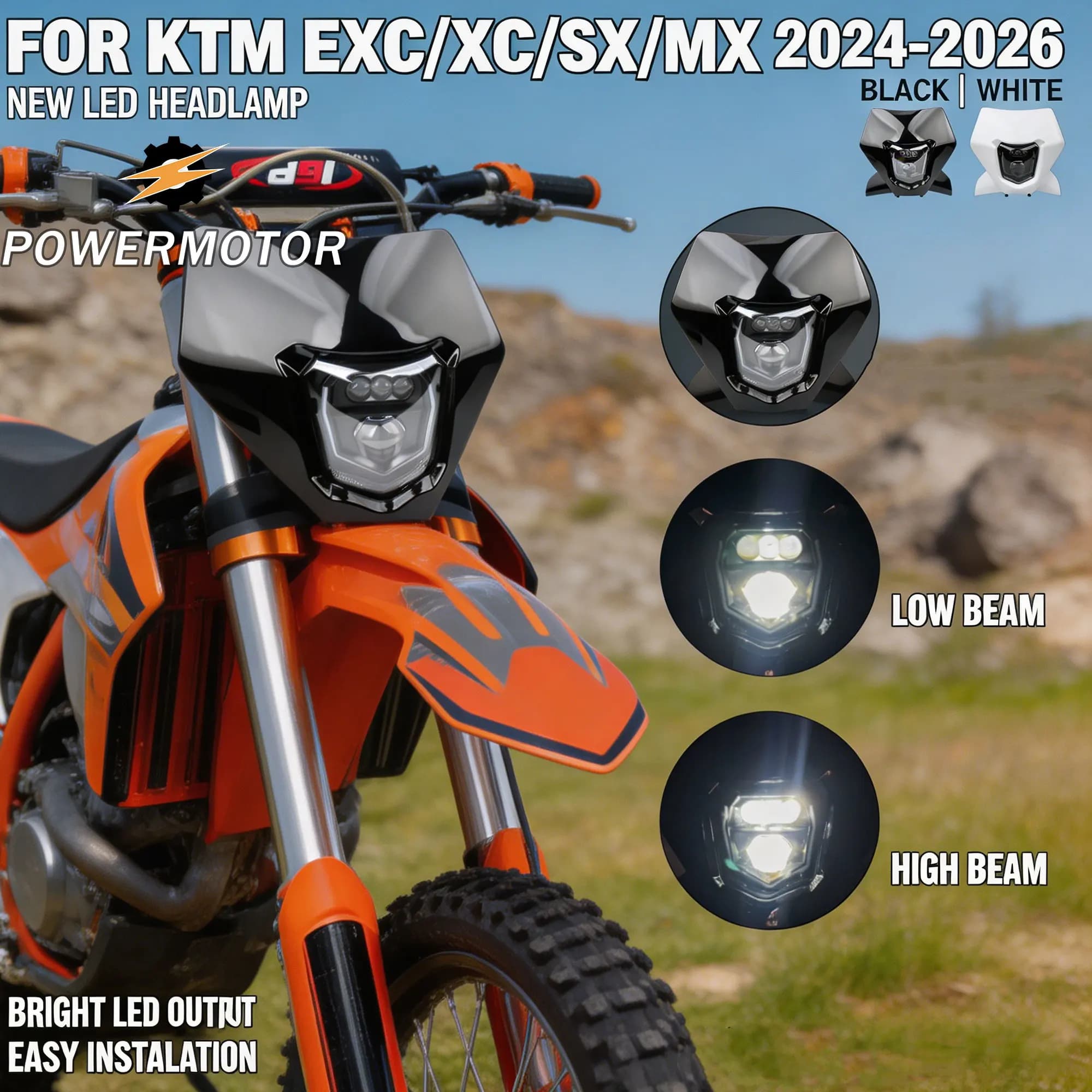 Faro LED per Moto da Cross KTM XC SX MX 125 250 300 450 2024 2025 2026 - Gruppo Faro Anteriore per Off-Road e Racing