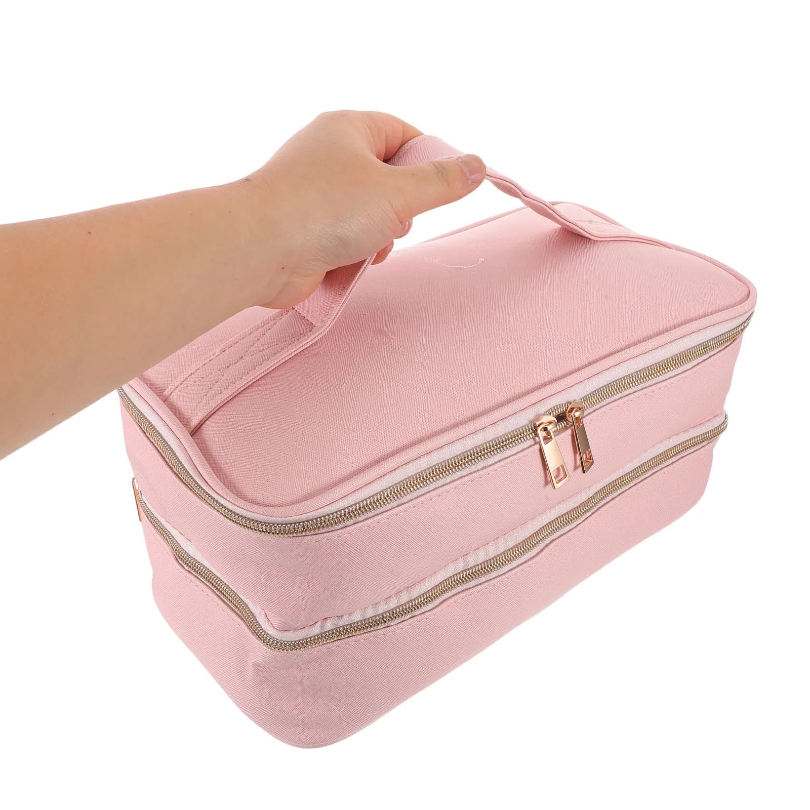 Double Way Travel Organizer Bag for Hair Tools, Water Resistant PU Padded Case for Hairdryer, Iron Hairdressers and Plates, Pink