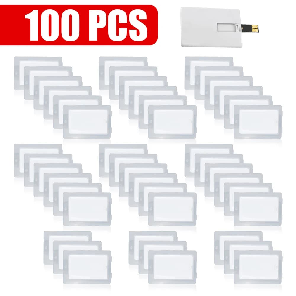 Chiavetta USB a forma di carta di credito da 100 pezzi, 16GB, 32GB, 64GB, con stampa a colori e logo personalizzato gratuito