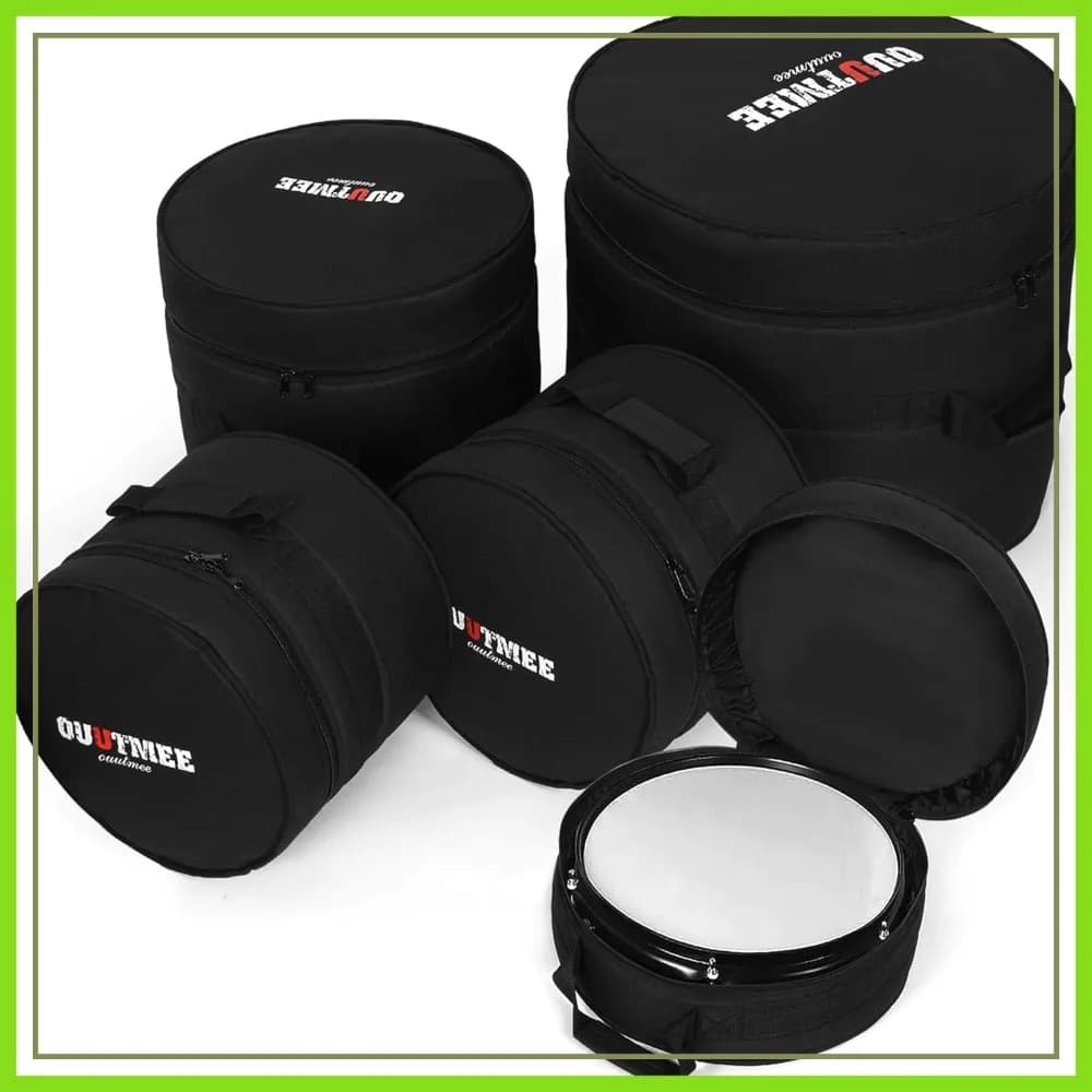 Set di 5 Borse Imbottite per Batteria da 10mm per Tom da 12'', Tom da 13'', Rullante da 14'', Floor Tom da 16'', Grancassa da 22''