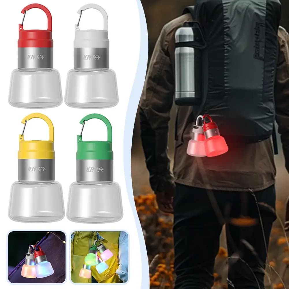 Lampada Creativa per Bottiglia d'Acqua da Campeggio, Luce Ambientale Portatile Ricaricabile USB, Torcia Sospesa per Escursioni all'Aperto, 1 Pezzo