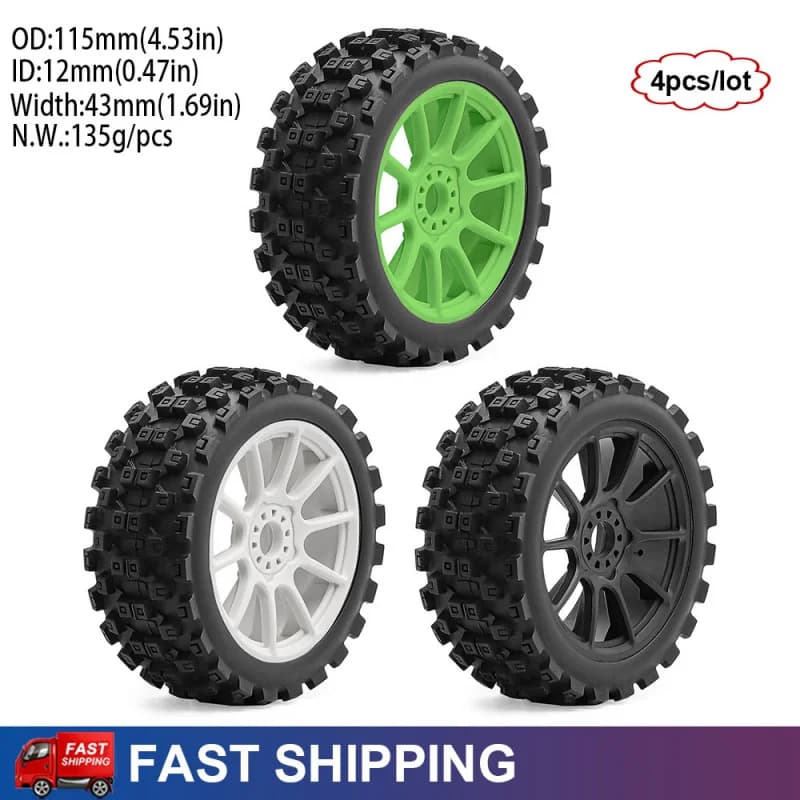 4 Pneumatici in Gomma ad Alta Aderenza da 17mm per Auto RC 1/8 Traxxas JATO Kyosho MP10 ARRMA 3S 6S Typhoon, Parti di Aggiornamento